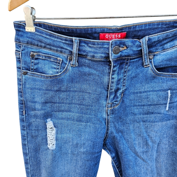 Guess Blue Ripped Skinny Jeans Women Size 31 - Picture 8 of 16